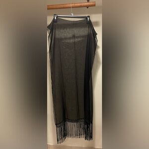 Black Sheer Fringe Shawl Wrap